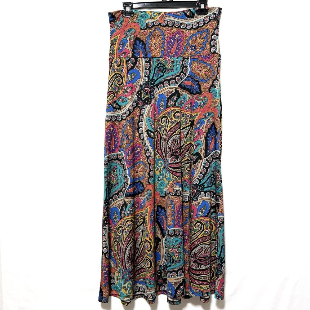 Jules & Leopold Womens M Paisley Maxi Skirt Multicolor Stretch Boho A-Line